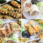 photo collage of 6 recipes using leftover carnitas