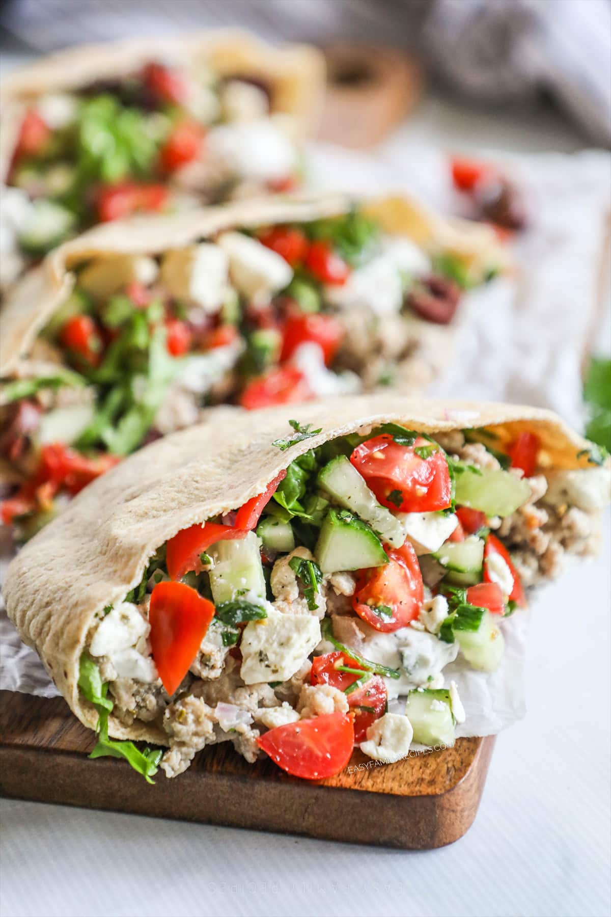 Mediterranean ground chicken pita recipe.