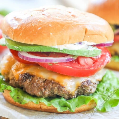 Close up of southwest burger recipe.