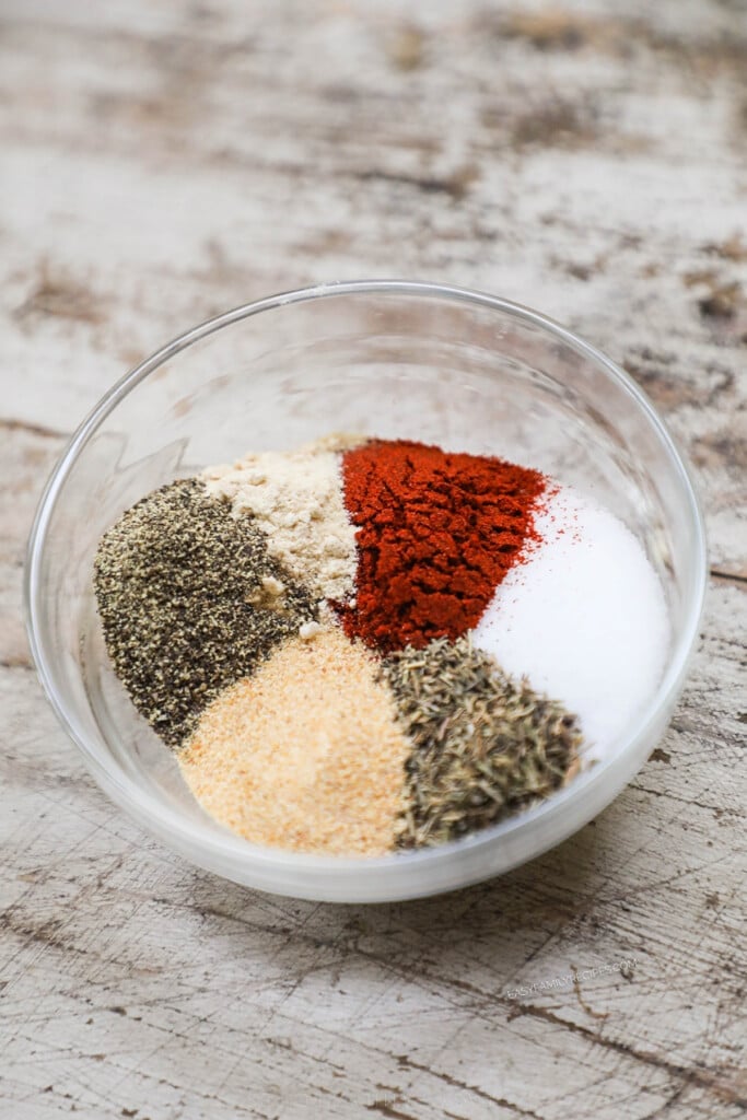 spices for ground chicken in a bowl.