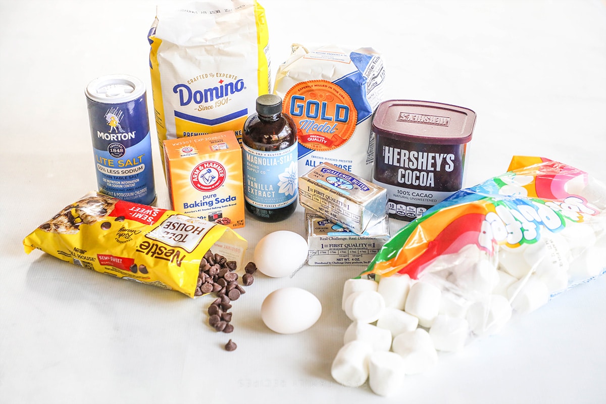 Ingredients for Chocolate Marshmallow Cookies.