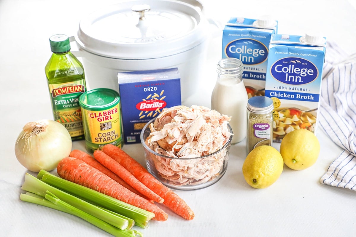 Ingredients for Creamy Lemon Chicken Orzo Soup