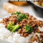 Easy Beef and Broccoli served over rice.