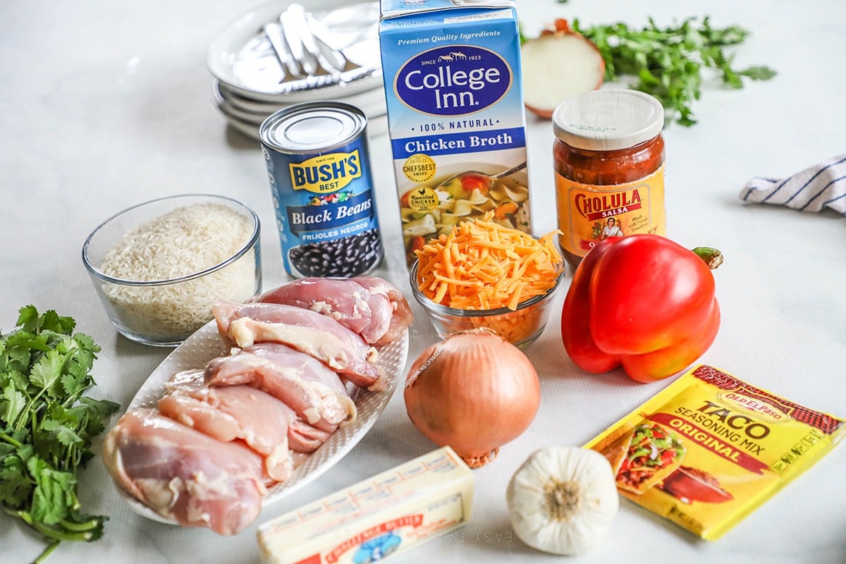 Ingredients for Mexican Chicken & Rice Bake