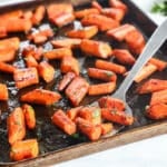 Maple glazed carrots roasted on sheet pan