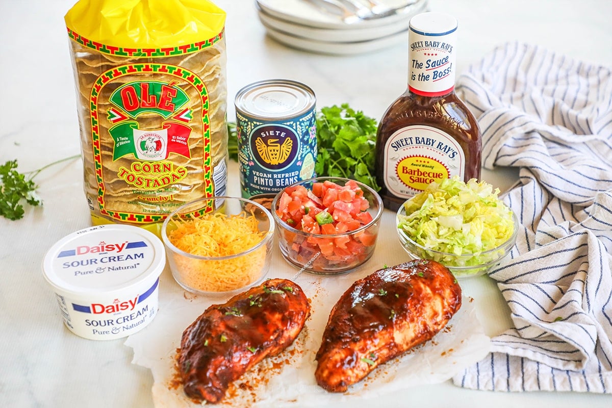 Ingredients for BBQ Chicken Tostadas