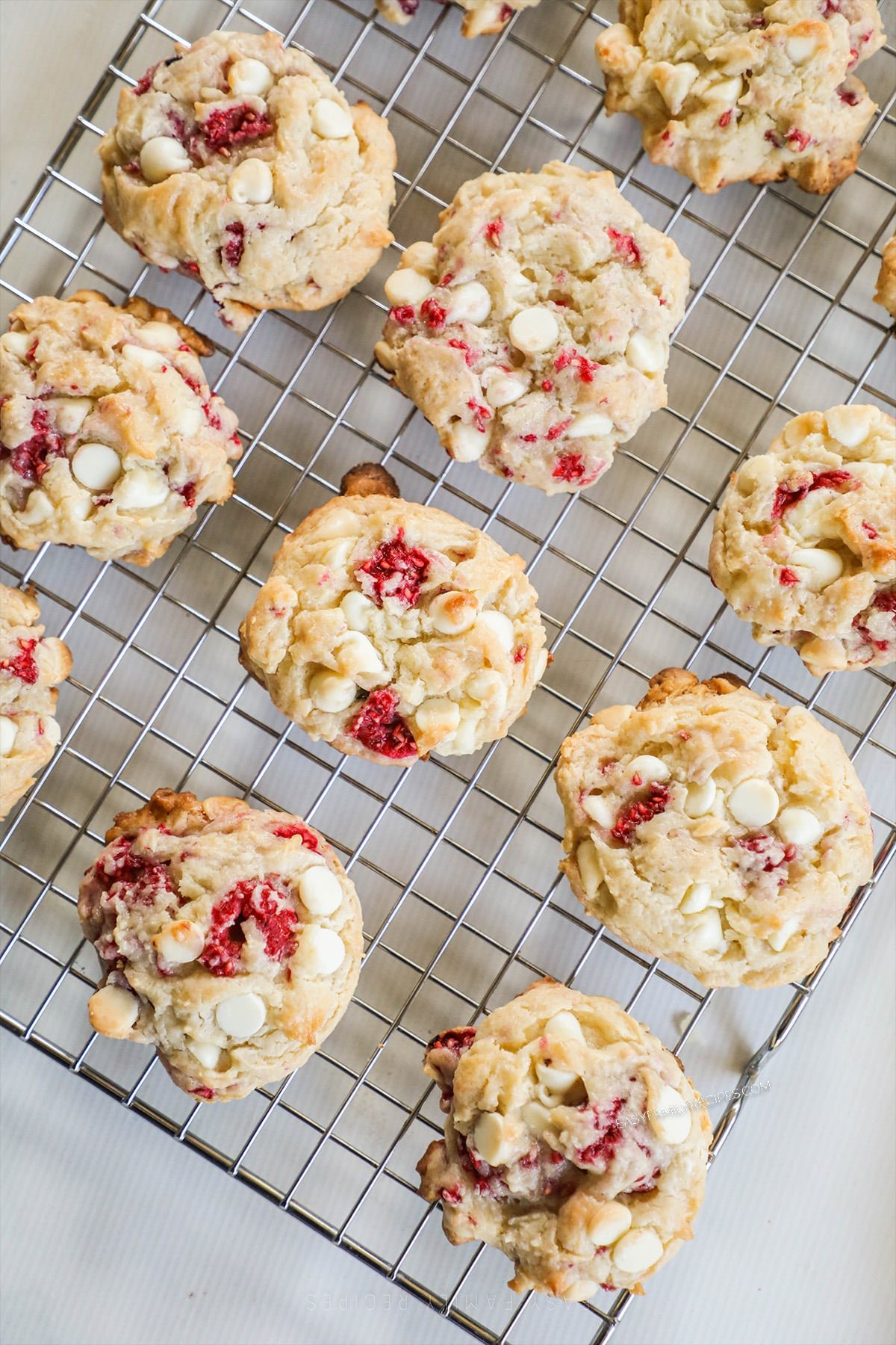 baked cookies on a wire cooling rack.