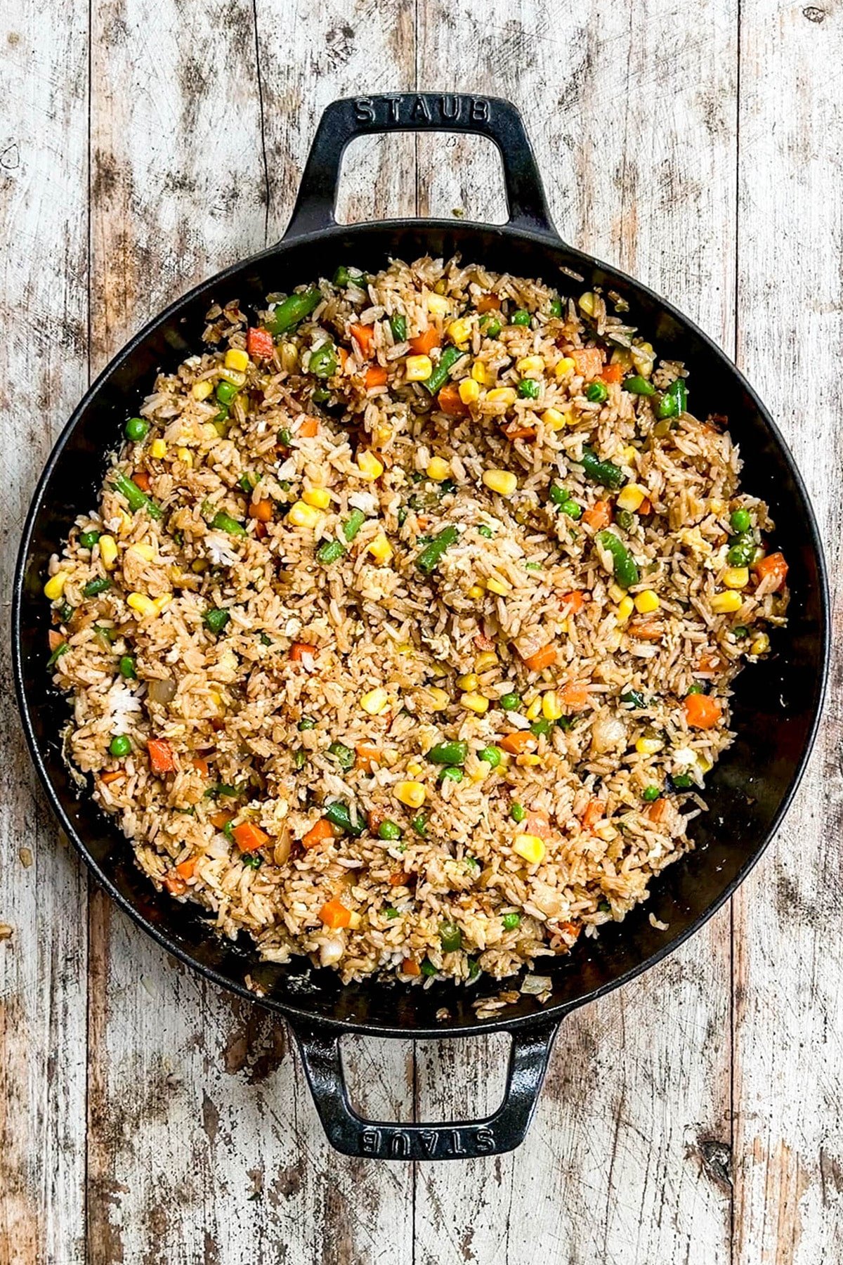 Make your vegetable fried rice in your skillet