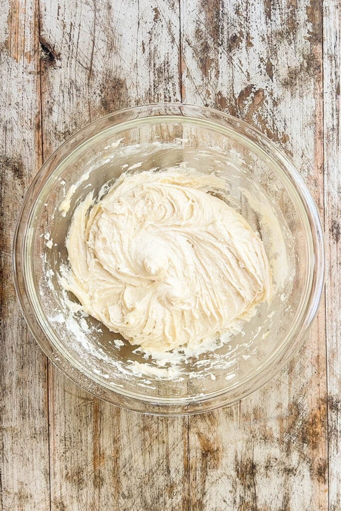 cake mix cookie dough in a mixing bowl.