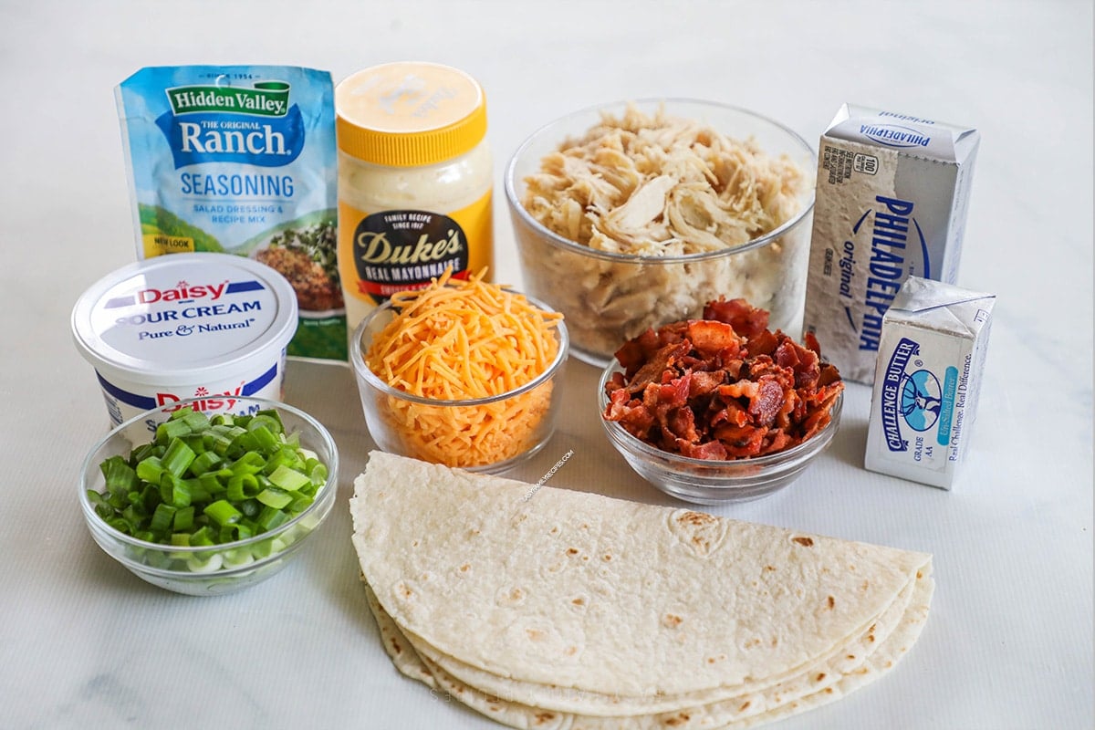 Ingredients for Chicken Bacon Ranch Pinwheels