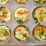 A top view of cottage cheese egg bites in a muffin pan.