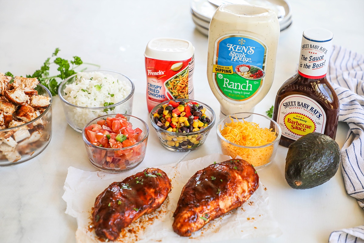 Ingredients for BBQ Chicken Bowls