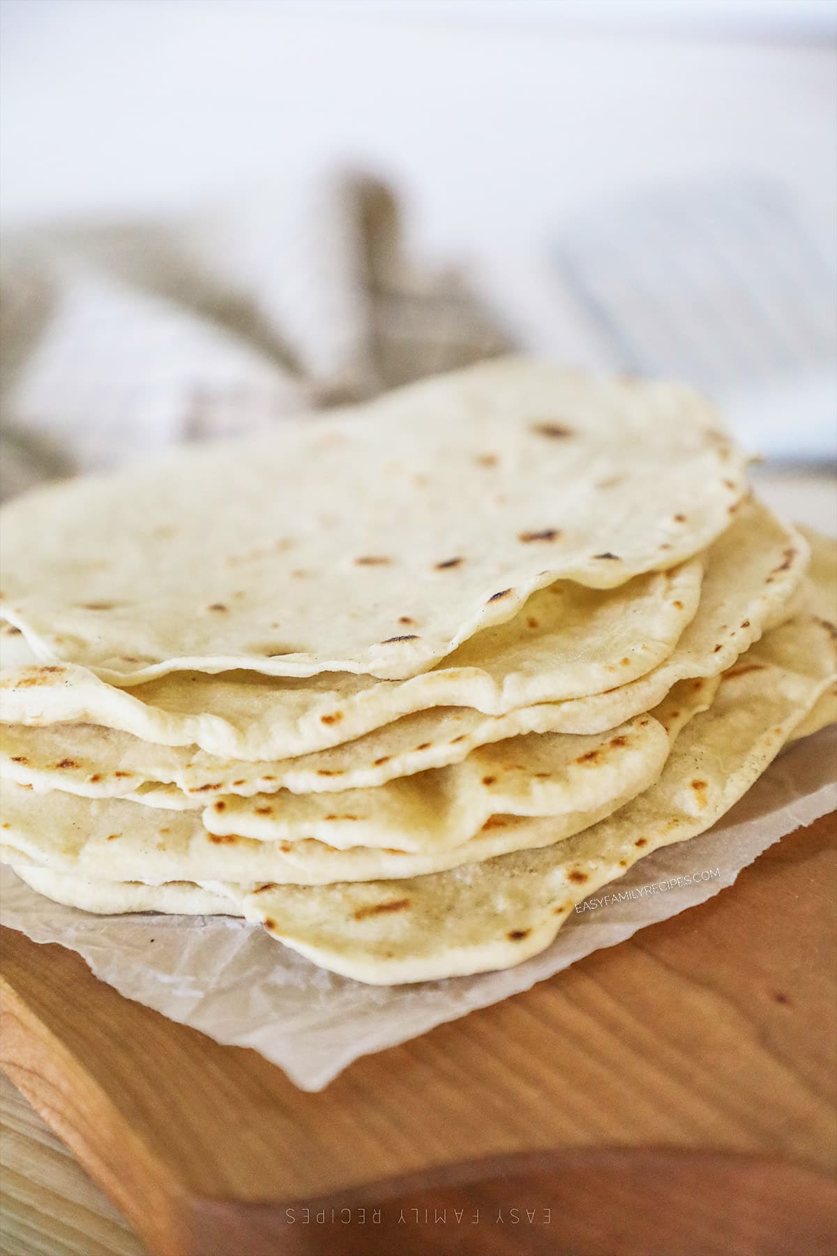 cooked tortillas in a stack.