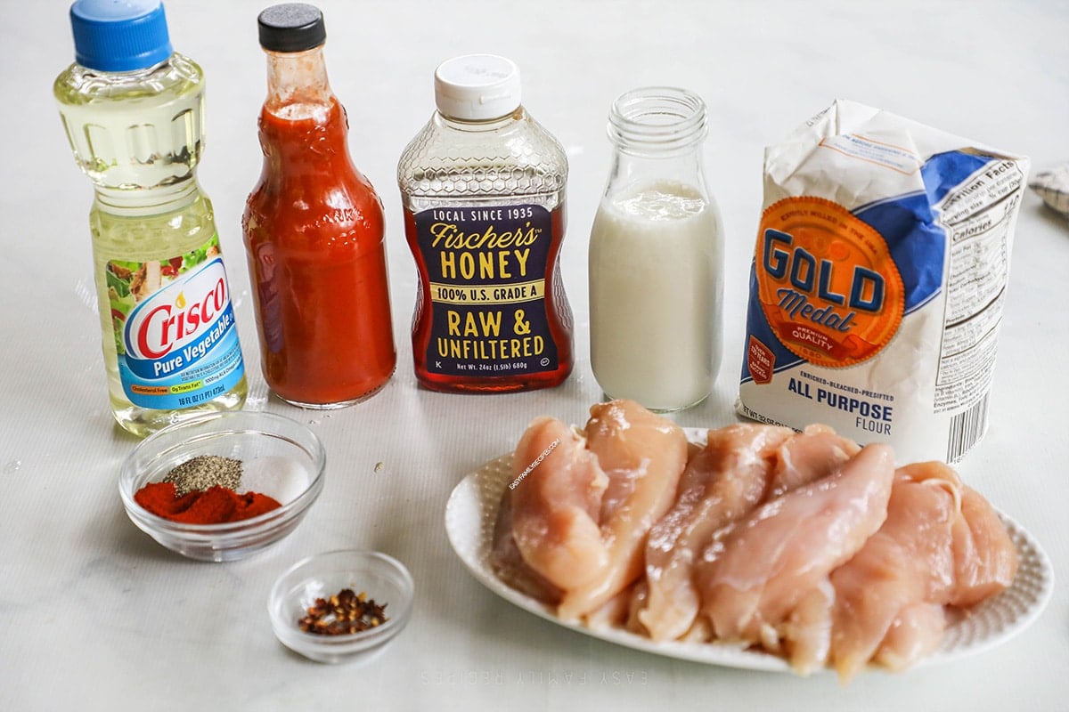 Ingredients for Hot Honey Chicken Tenders