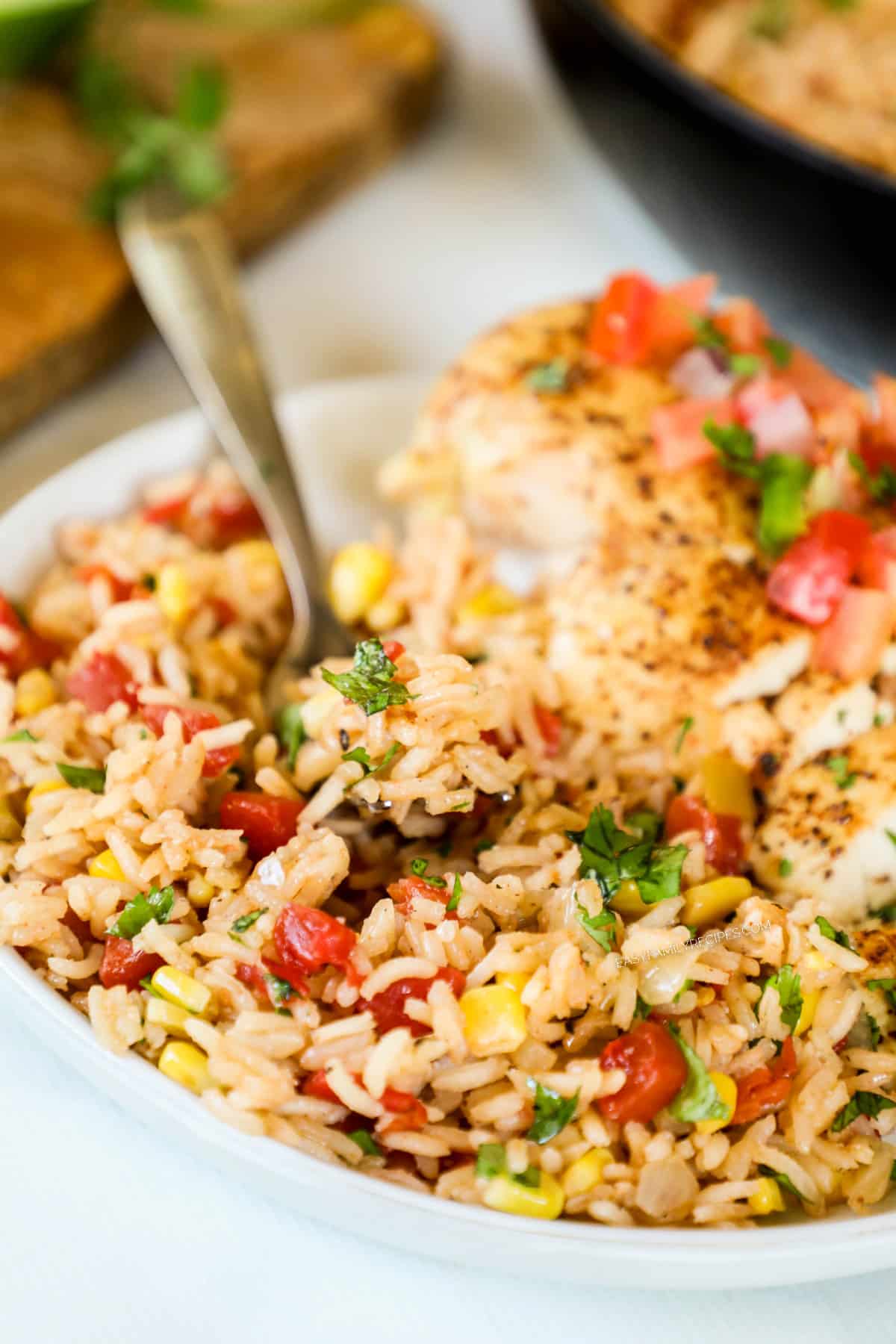 above image of finished Southwest rice in a dish