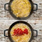 how to make Southwest rice, 1) add rice, butter, corn, and onion to a skillet, 2) add in broth, 3)top with Rotel tomatoes, stir, and cook, 4) serve and enjoy!