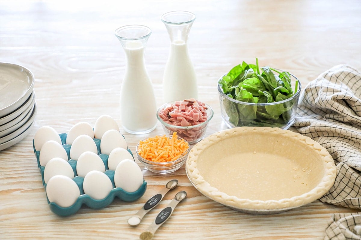 Ingredients for Ham and Spinach Quiche