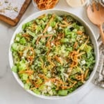above image of a Mexican caesar salad in a large serving bowl.