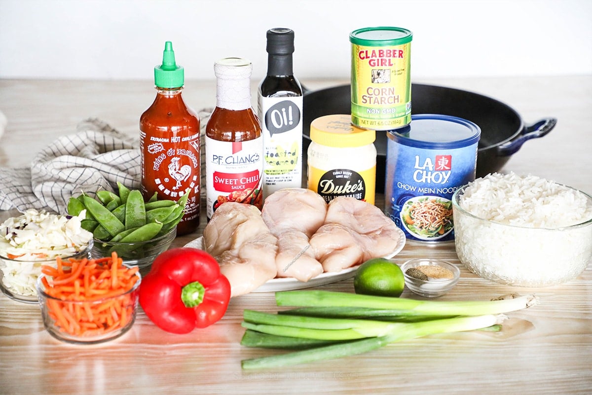 ingredients for bang bang chicken recipe.
