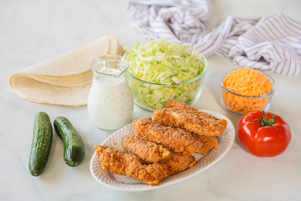 Ingredients for Chicken Tender Wraps