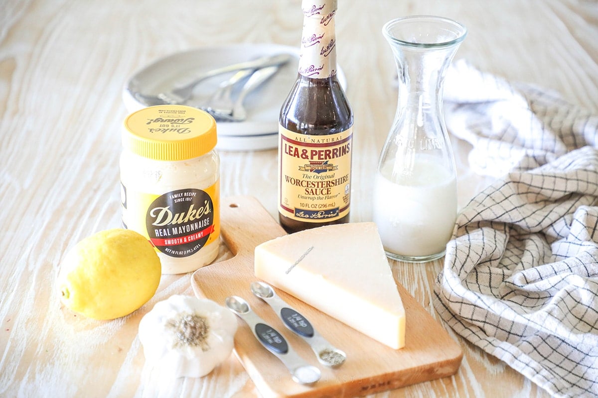 ingredients for creamy parmesan dressing. 