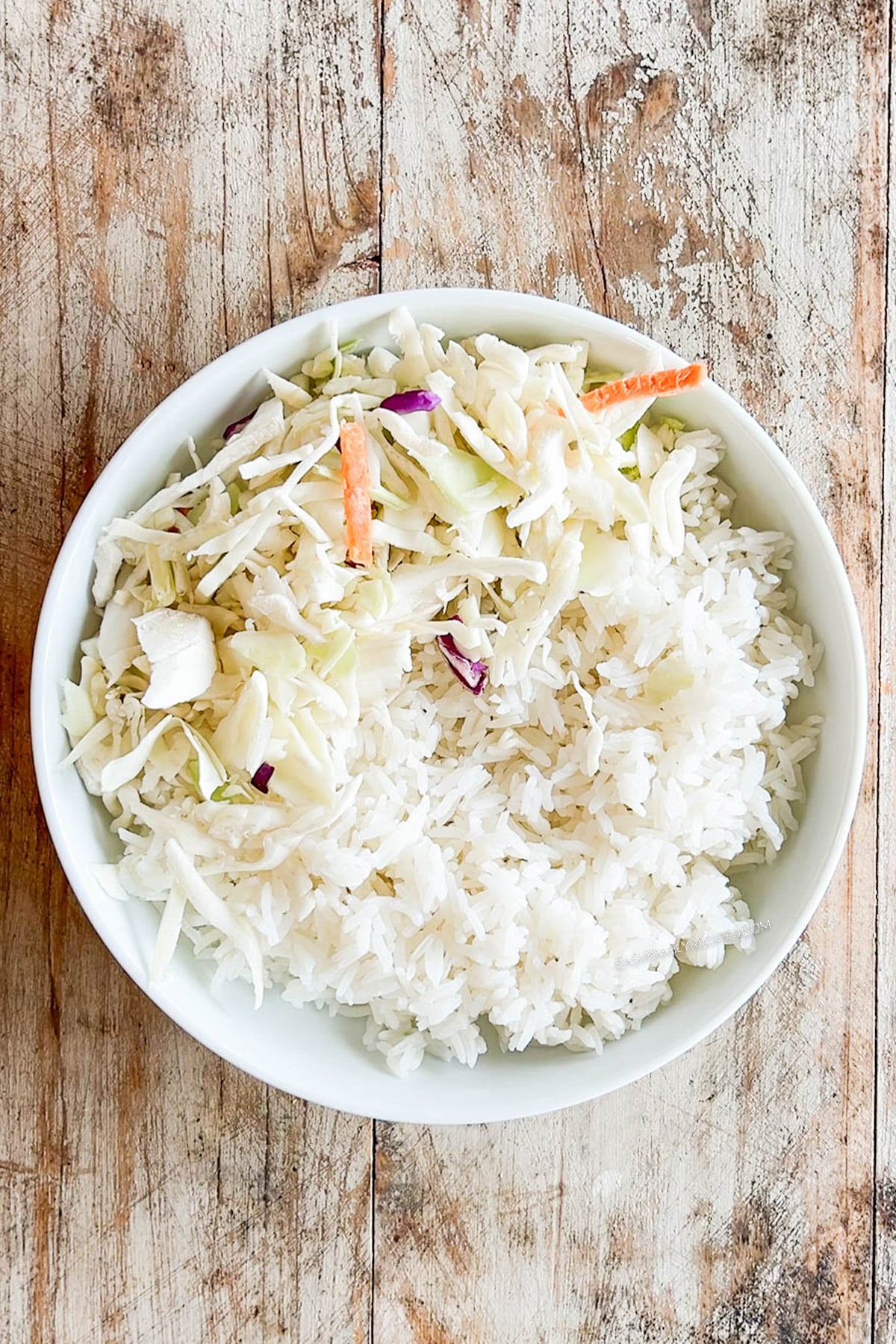 a large bowl of rice from above.