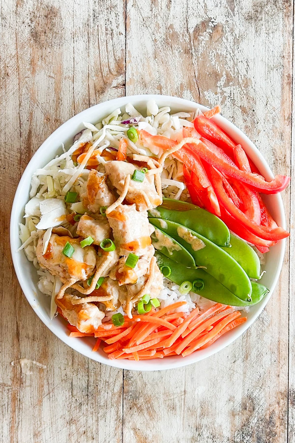 above image of a finished bang bang rice bowl. 