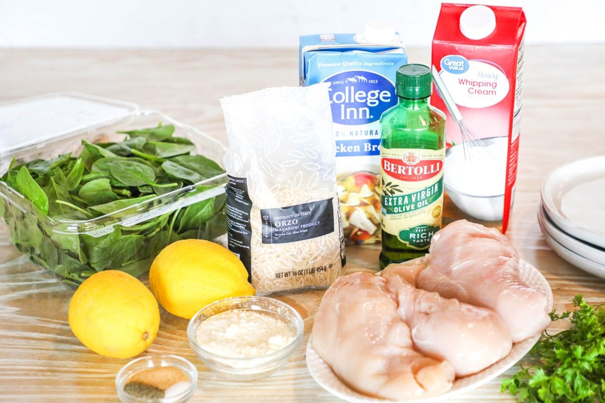 Ingredients for Creamy Lemon Chicken Orzo