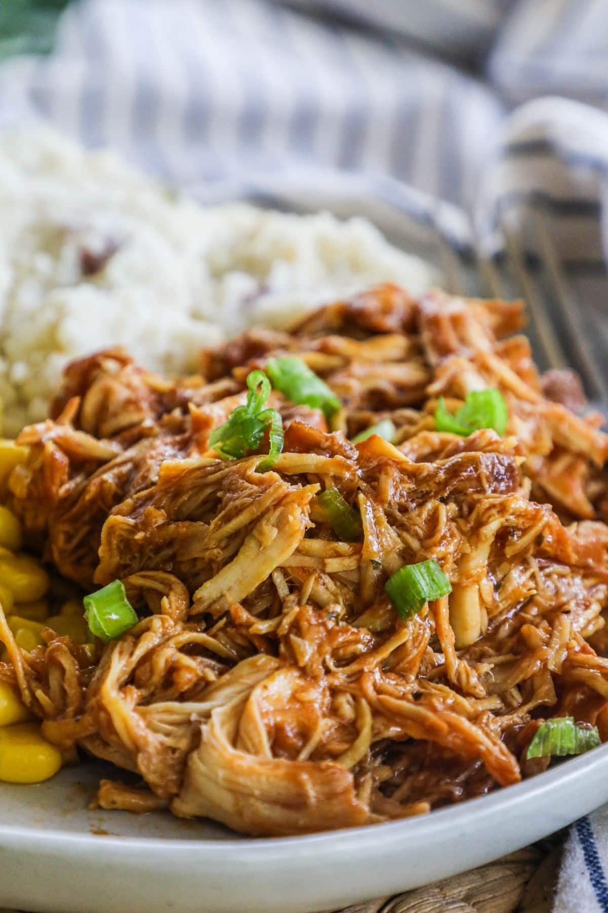 a serving of crockpot bbq chicken on a plate