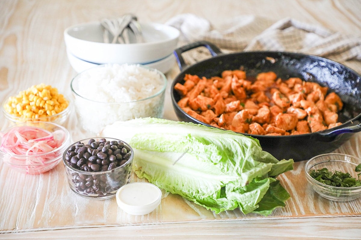 Ingredients for Honey BBQ Chicken Bowls