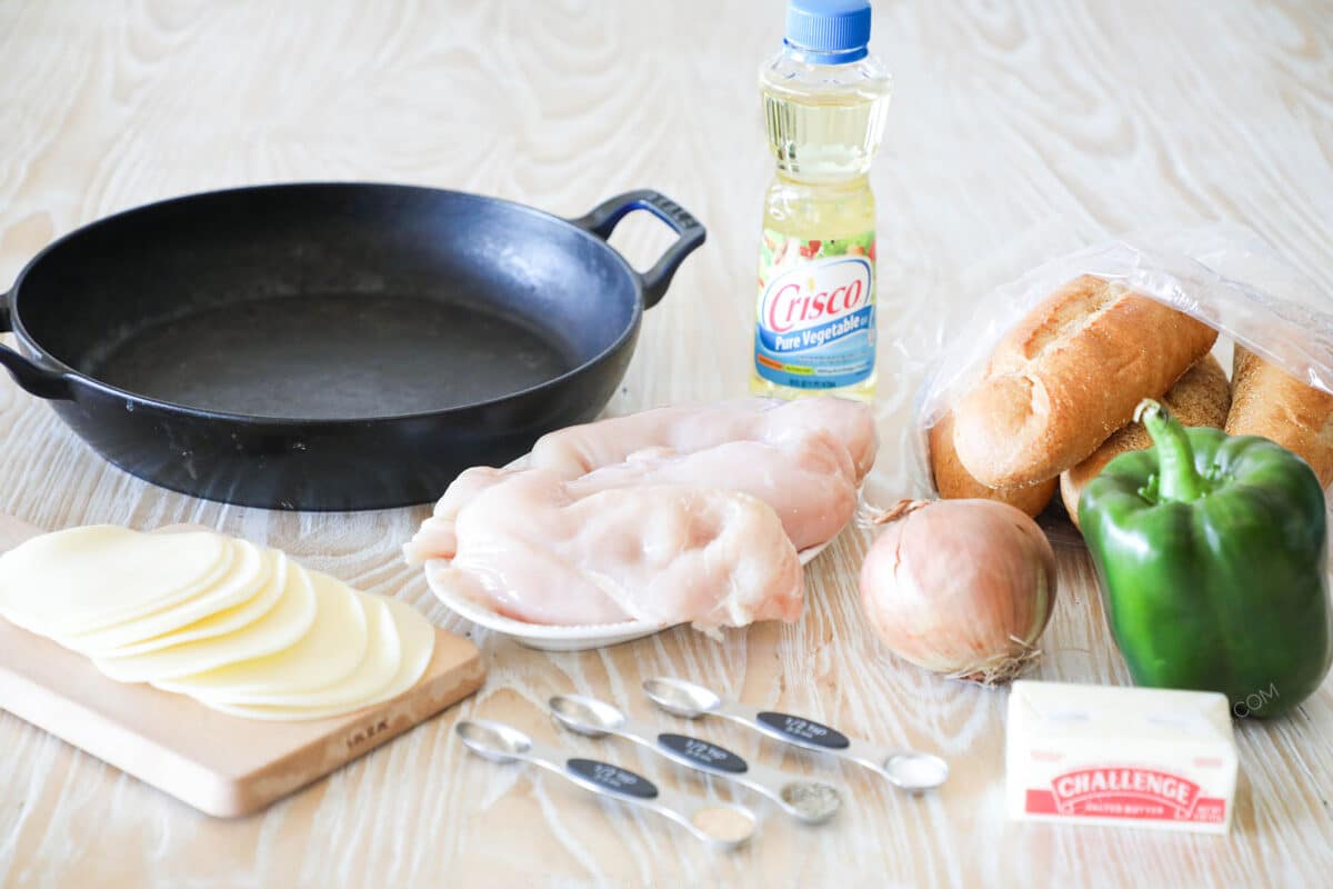 Ingredients for Chicken Cheesesteak