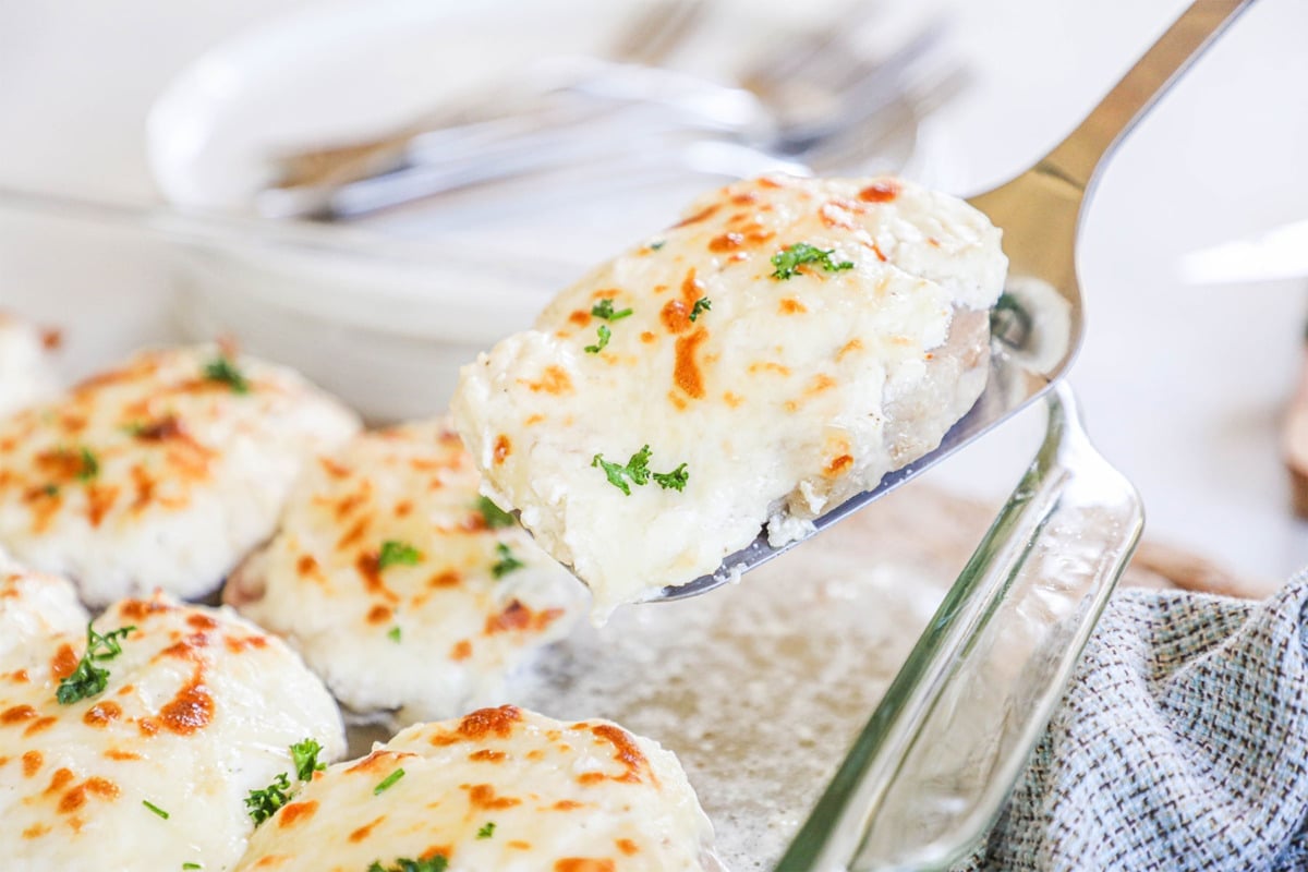 Creamy Garlic Pork Chops ready to serve.
