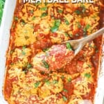 The text reads, “Chili Cheese Meatball Bake”