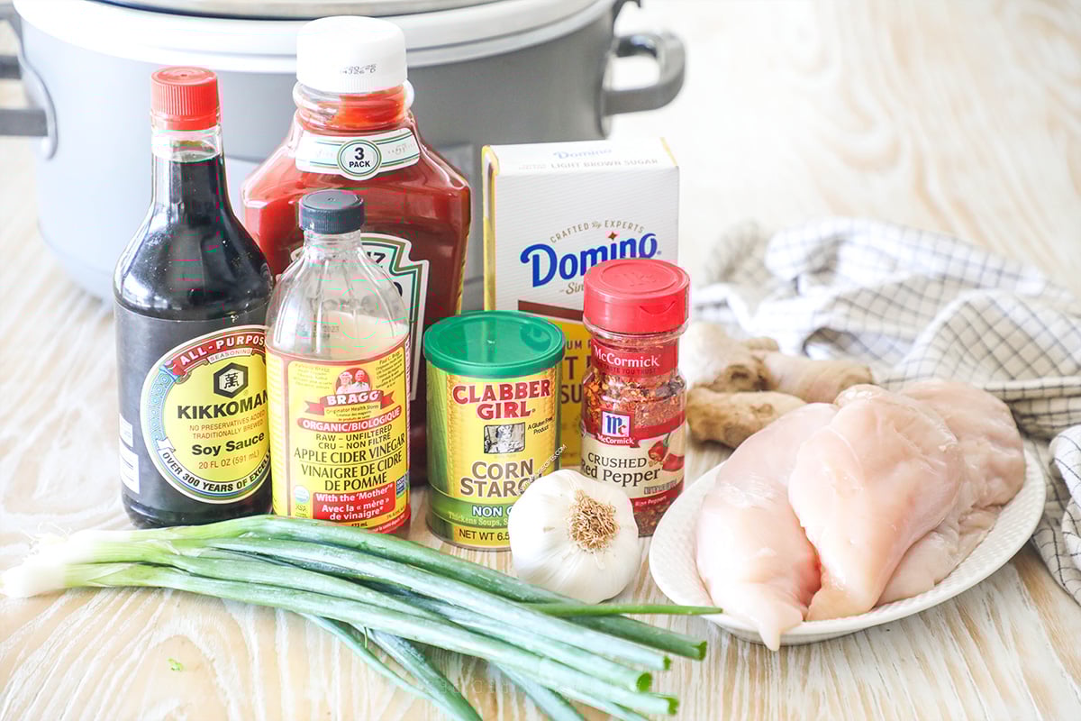 Ingredients for Crockpot Bourbon Chicken