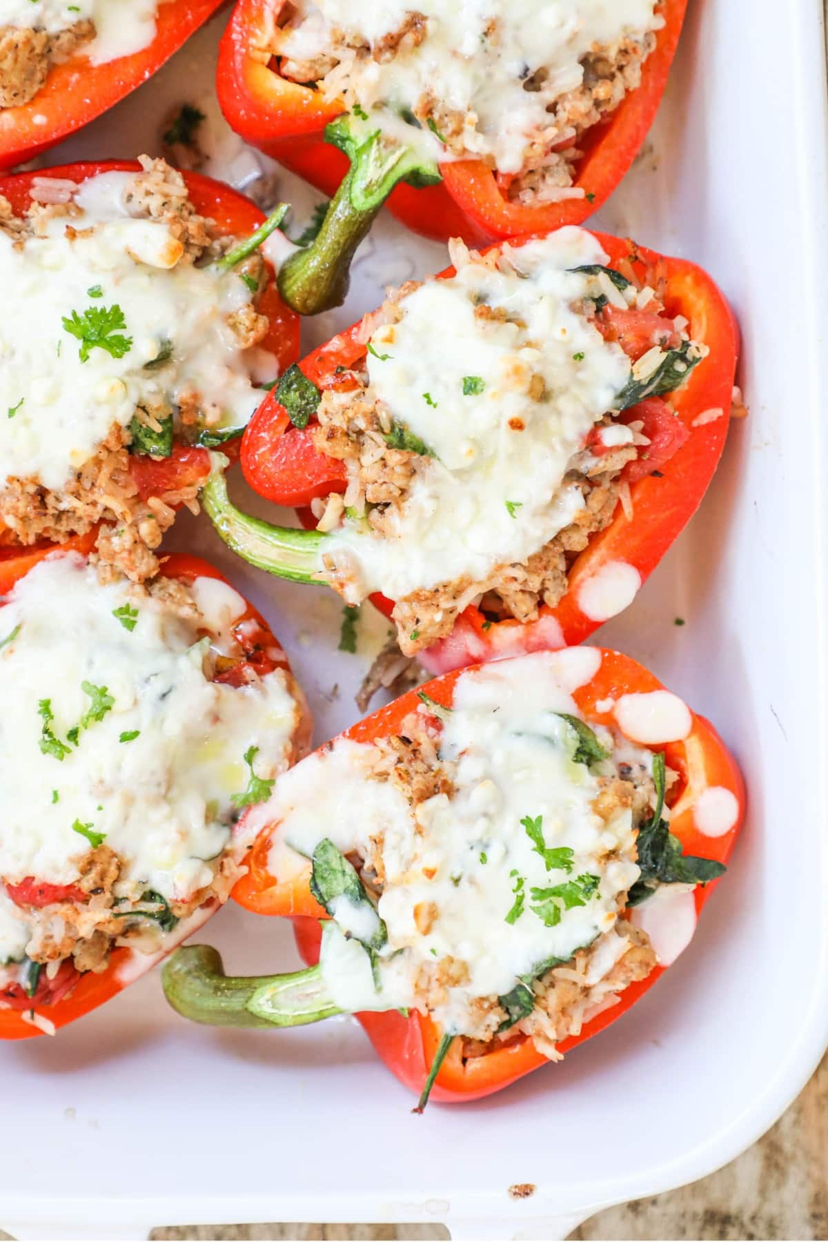 ground chicken stuffed red bell peppers