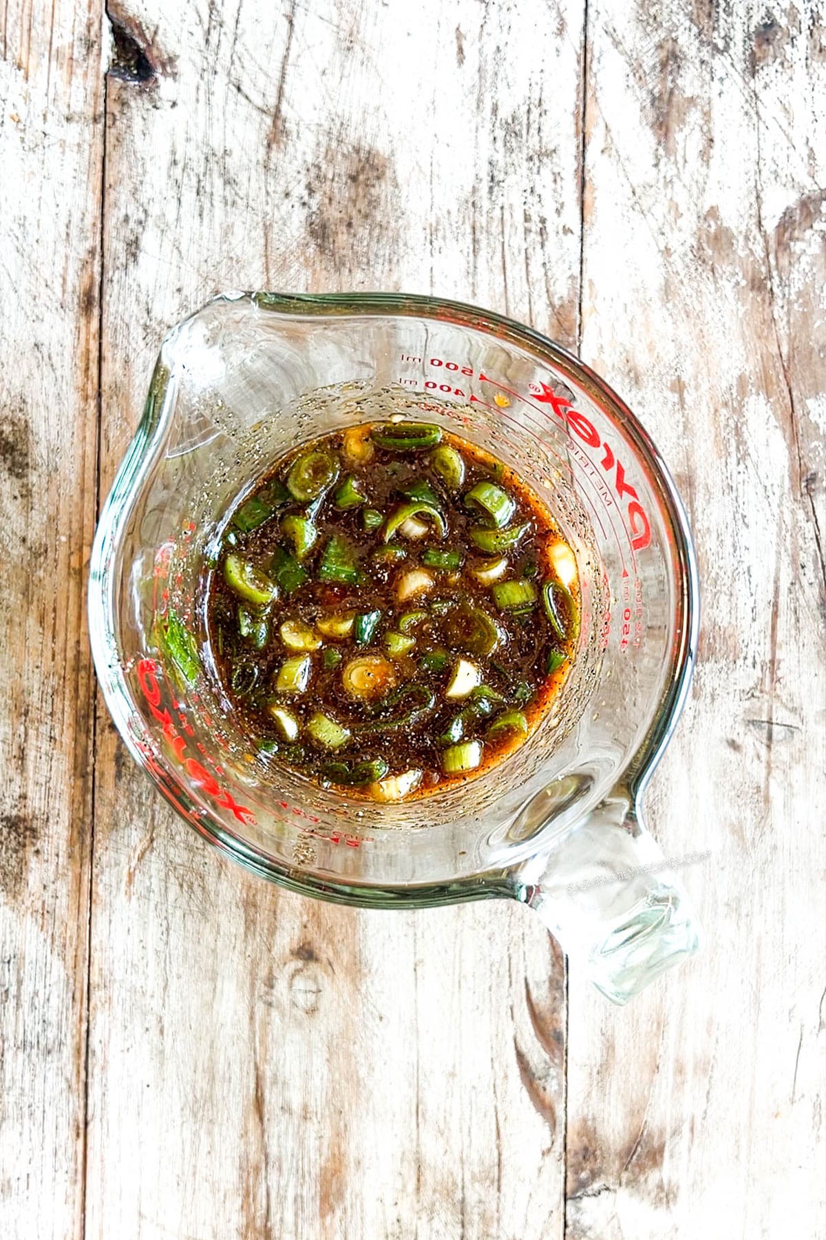 bulgogi sauce in a measuring glass.