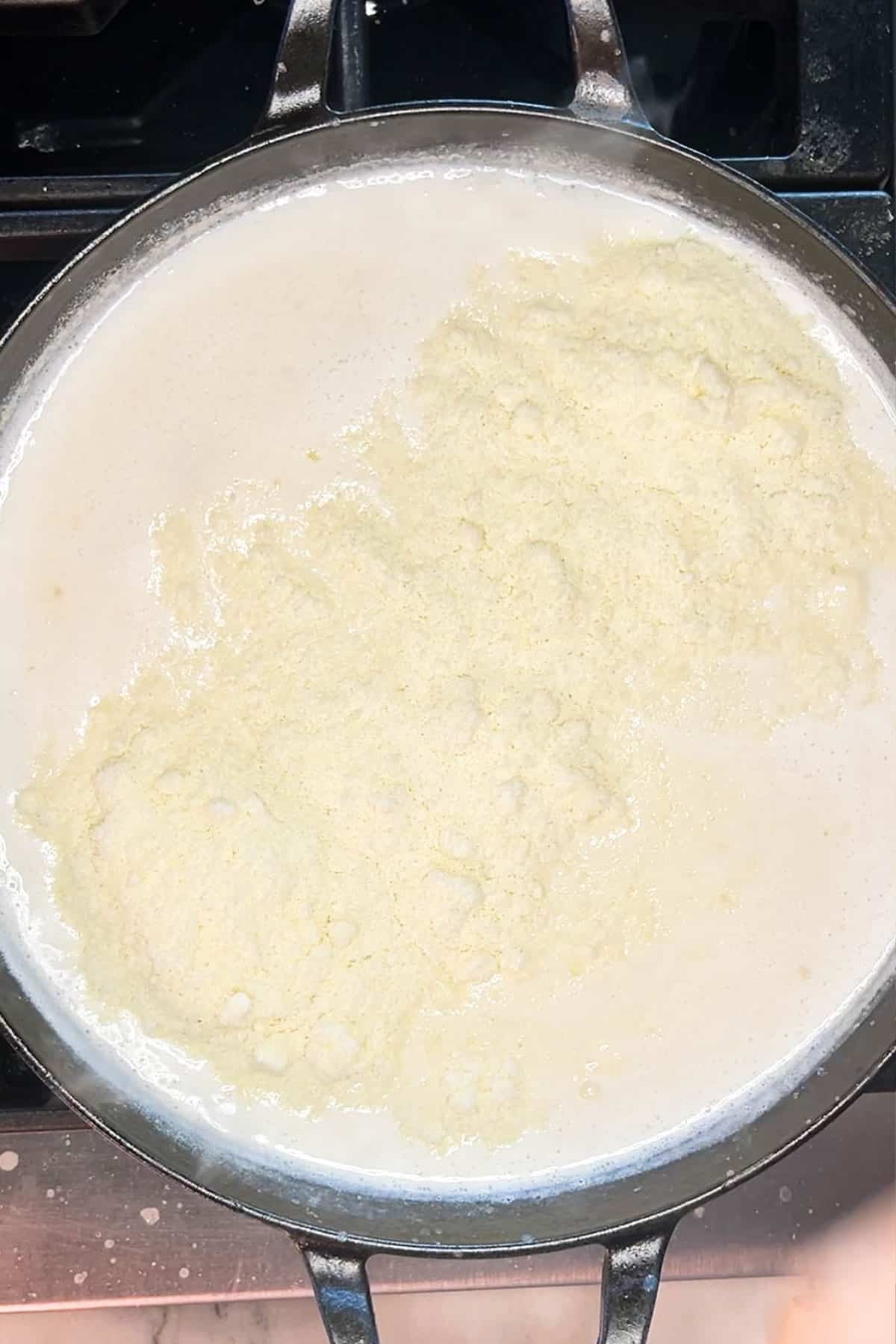 Step 3 for how to make Loaded Mac & Cheese with Ground Beef - Make the sauce