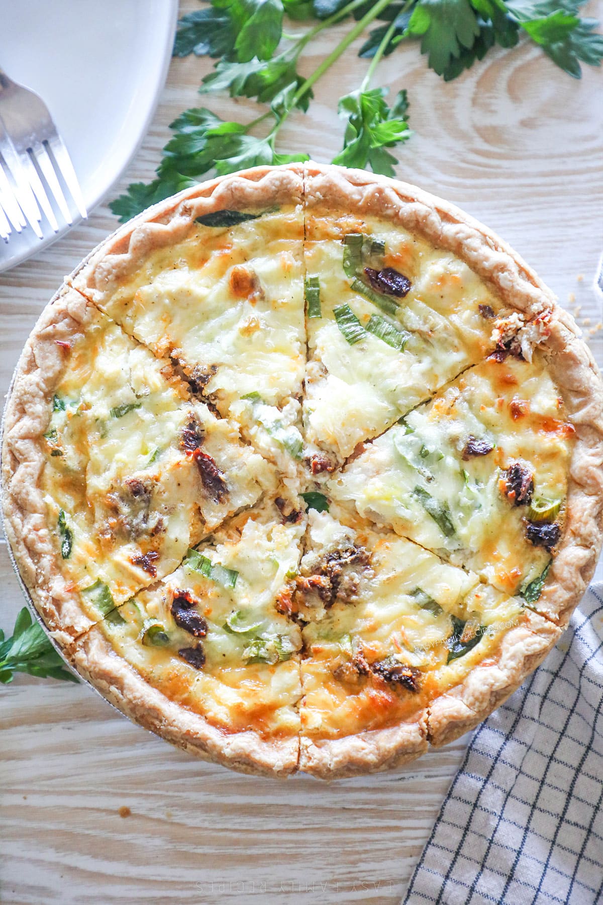 Step 6 of how to make Marry Me Chicken Quiche - bake until set.