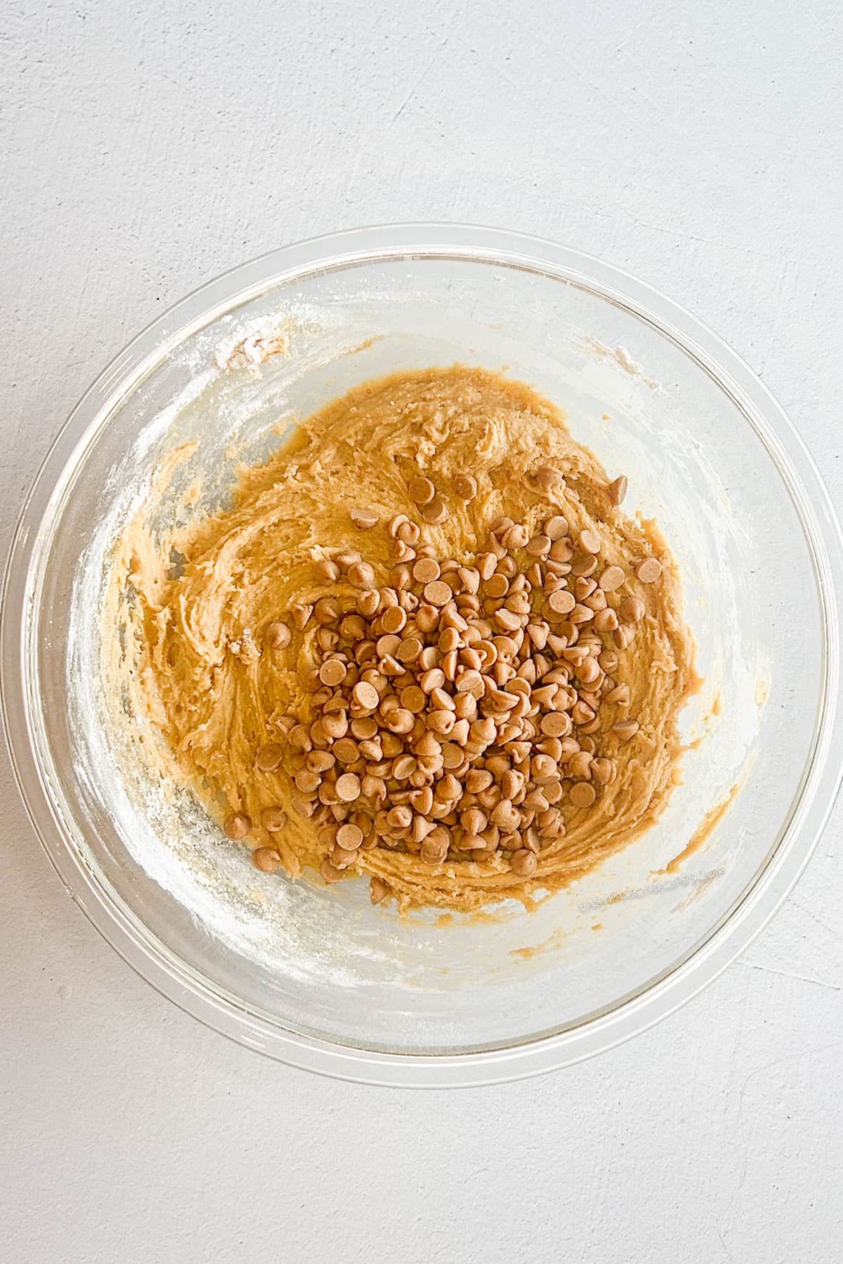 peanut butter chips added to cookie dough.