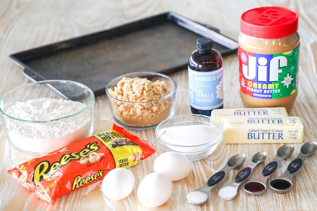 ingredients needed for peanut butter blondie bars.