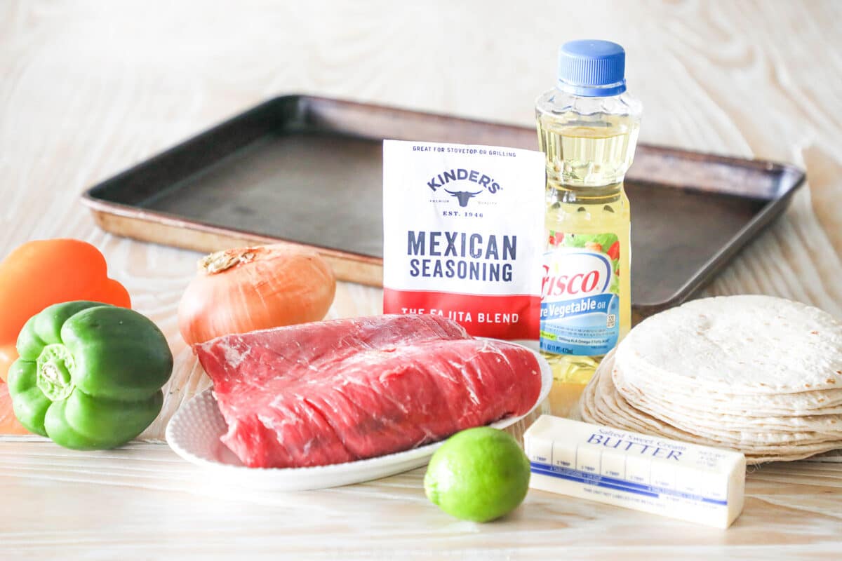 Ingredients for sheet pan steak fajitas