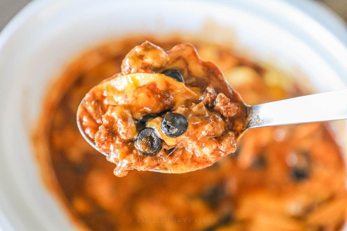 Crockpot Beef Enchilada Casserole