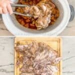 Step by step collage of how to make crockpot pineapple pork.