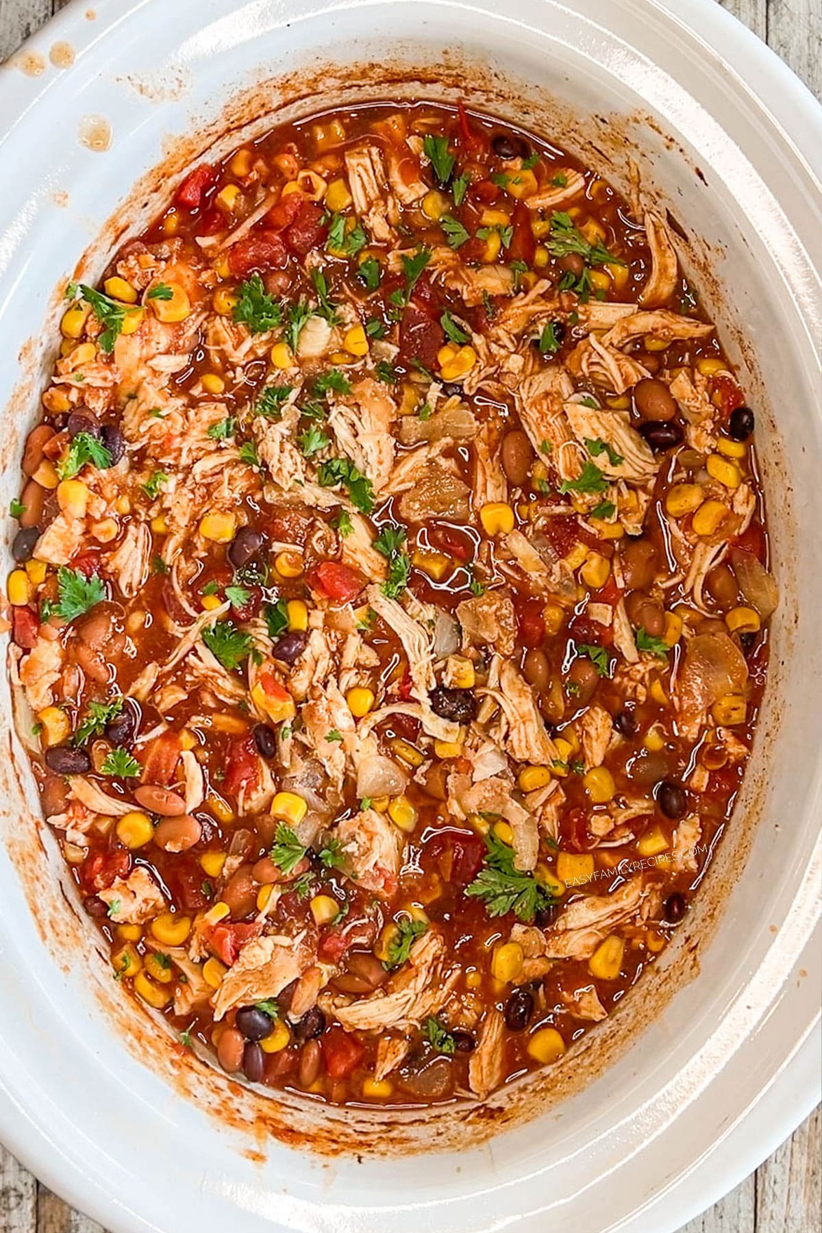 Step 6 for how to make Crockpot Chicken Taco Soup