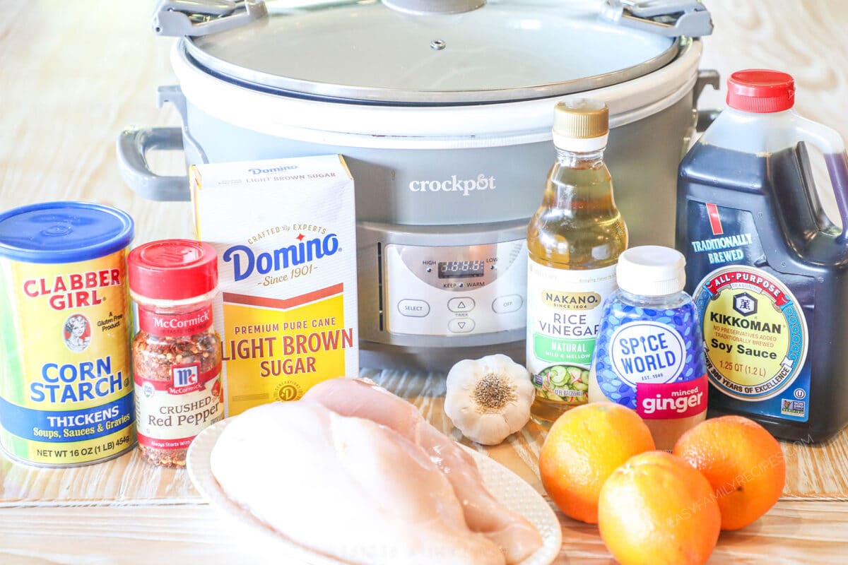 Ingredients for Crockpot Orange Chicken