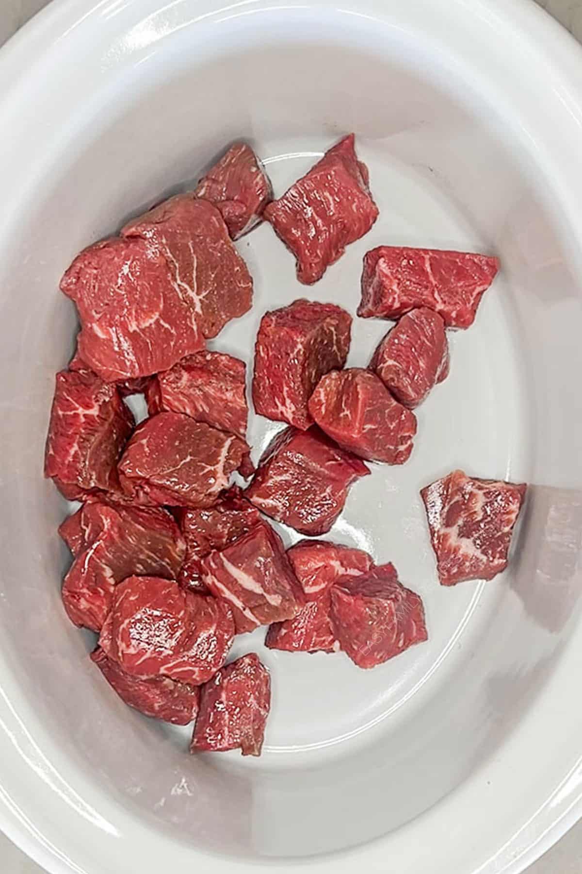Step 1 for how to make Crockpot Beef and Broccoli