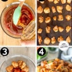 Step by step photos of how to make easy honey BBQ boneless wings.