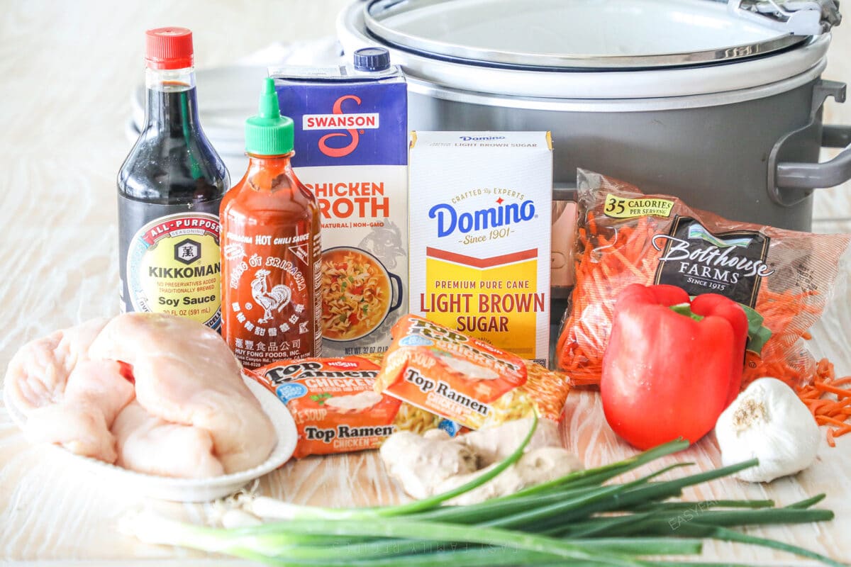 Ingredients for Crockpot Chicken Ramen