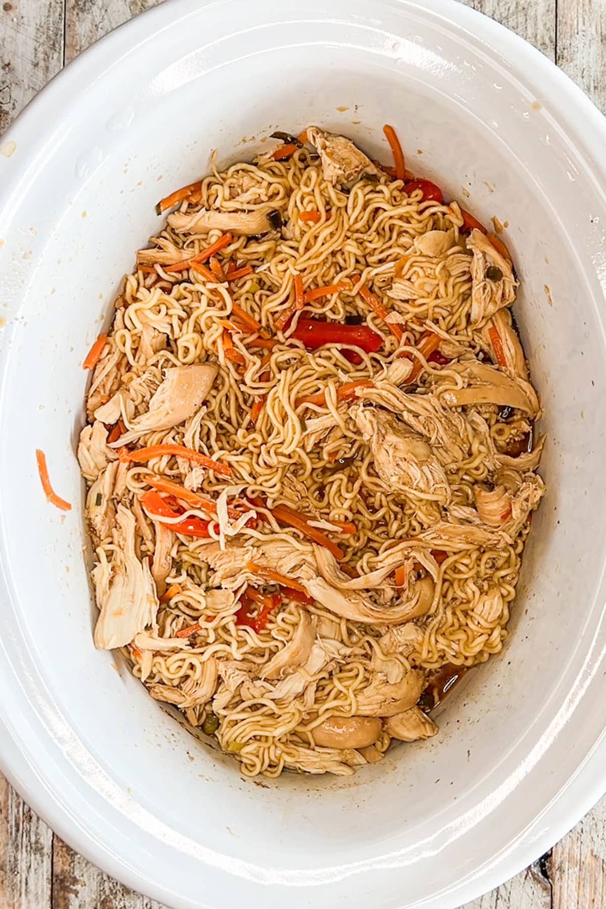 Step 4 for how to make Crockpot Chicken Ramen