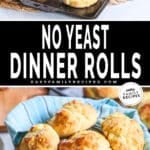 Two images - top is 6 rolls in a muffin pan. Bottom photo is a basket full of rolls